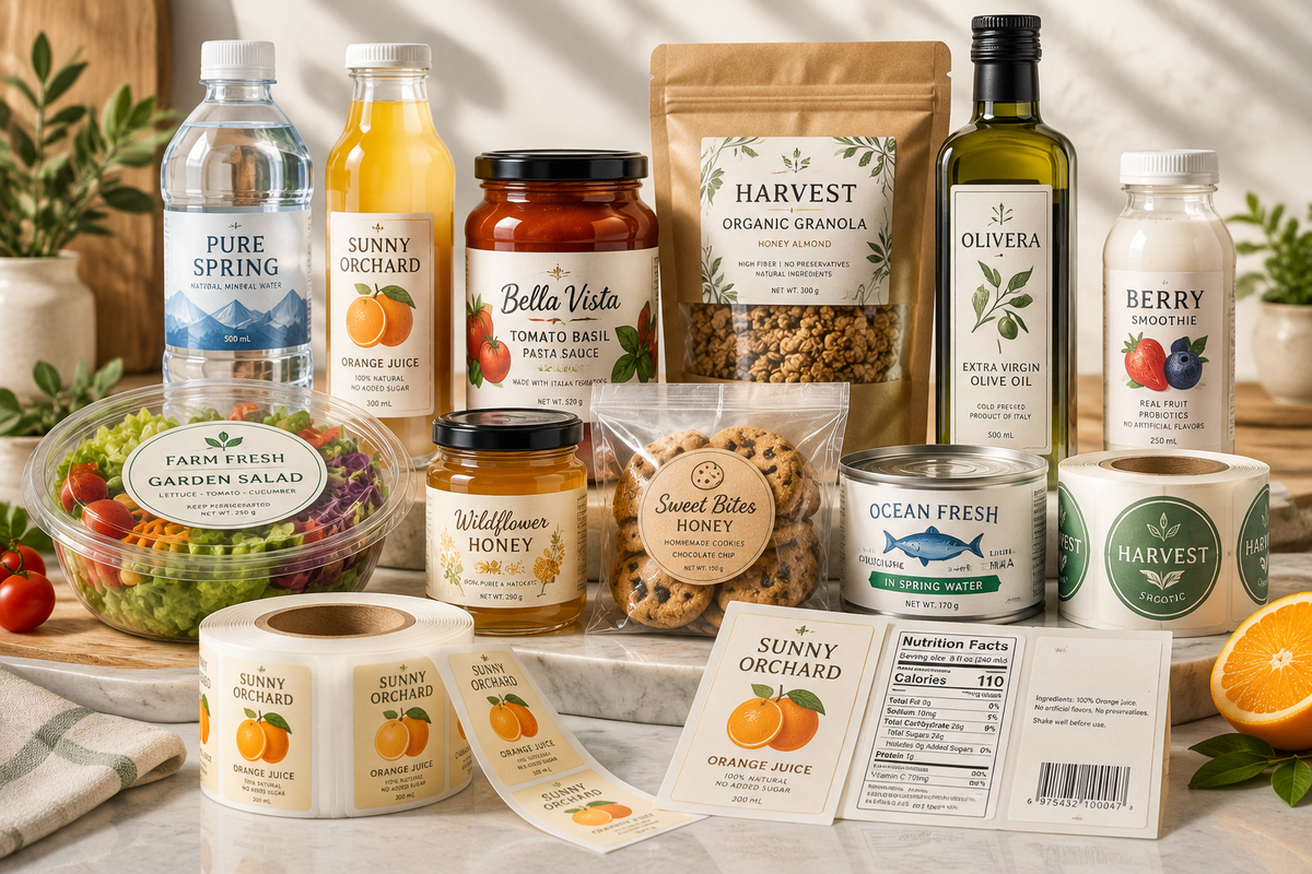 Étiquettes de produits alimentaires et boissons