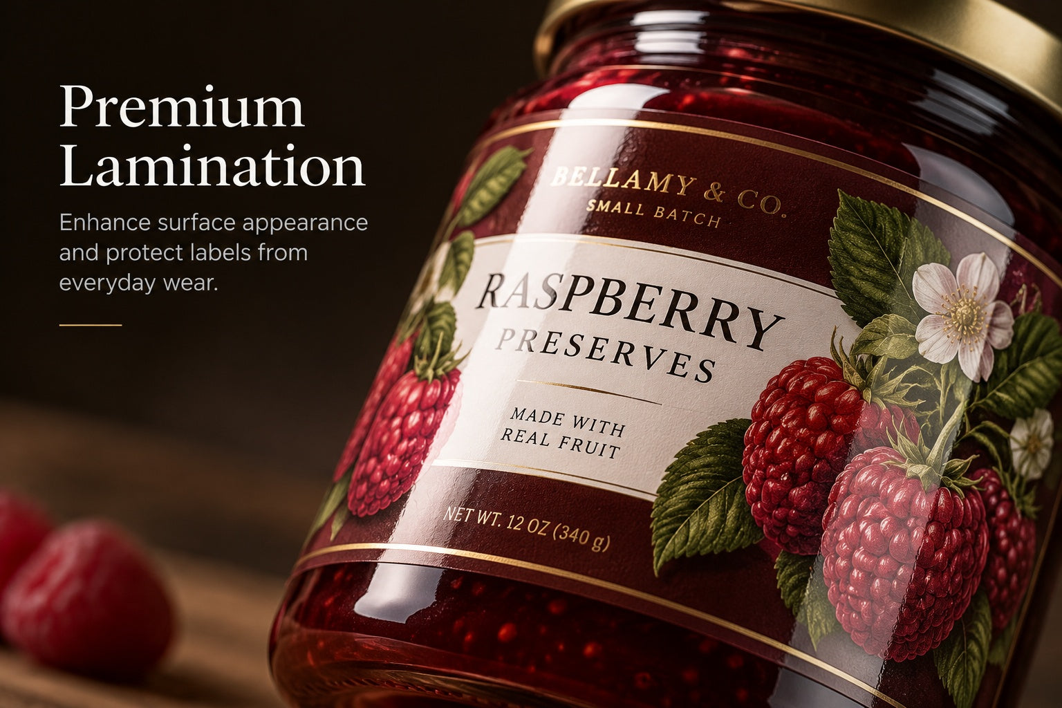Premium Lamination label finishing example