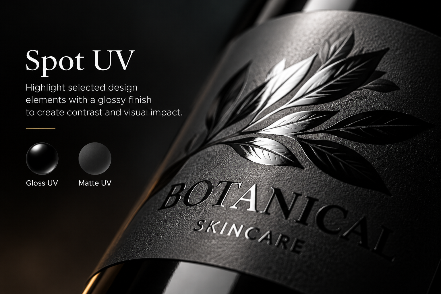 Spot UV label finishing example