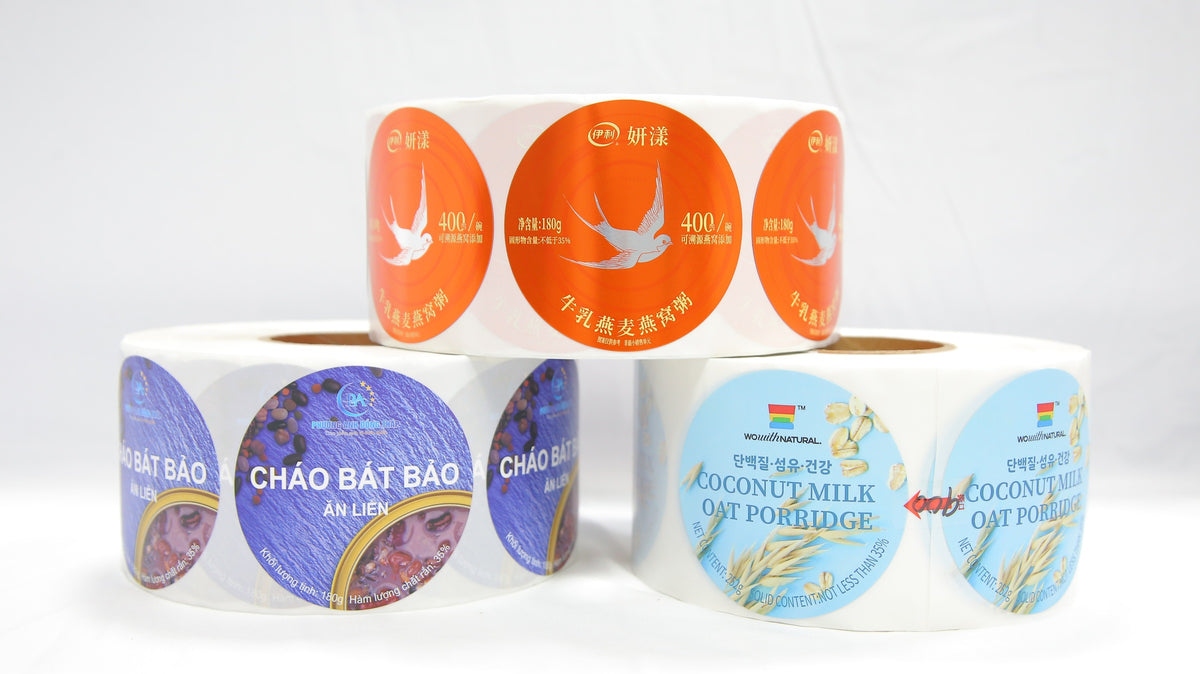 Food packaging roll label samples selected from IMG_2758