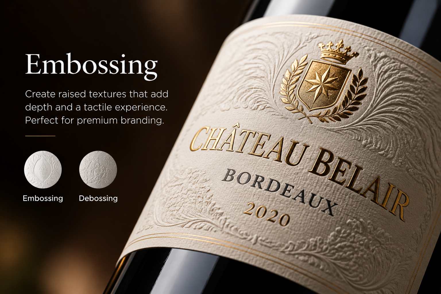 Embossing label finishing example